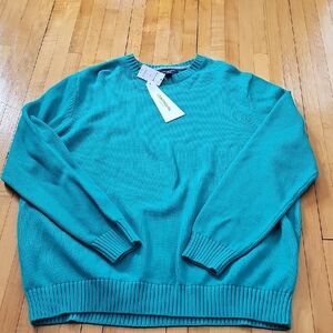 Lands' End Men's Teal Crewneck Sweater
